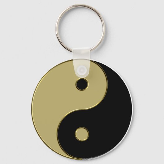 黒と金の陰陽マーク キーホルダー (正面)