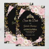 黒と金の頬紅色のキンセañera蝶 セーブザデート (正面/裏面)