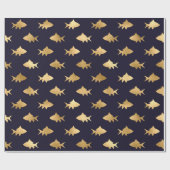黒と金の魚柄 ラッピングペーパー (フラット)