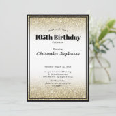 黒と金の105歳誕生日パーティー招待状 招待状 (スタンド正面)