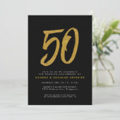 黒と金の50周年記念パーティー招待状 招待状 (スタンド正面)