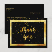 黒と金の50歳誕生日お礼はがき ポストカード (正面/裏面)