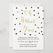 黒と金ゴールドああ何おもしろいホリデーパーティー 招待状 (正面)