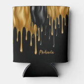 黒と金ゴールドが滴絵を描るパーソナライズされた 缶クーラー (正面)