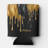 黒と金ゴールドが滴絵を描るパーソナライズされた 缶クーラー (裏面)