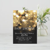 黒と金ゴールドが赤ちゃんシャワーを点灯 招待状 (スタンド正面)