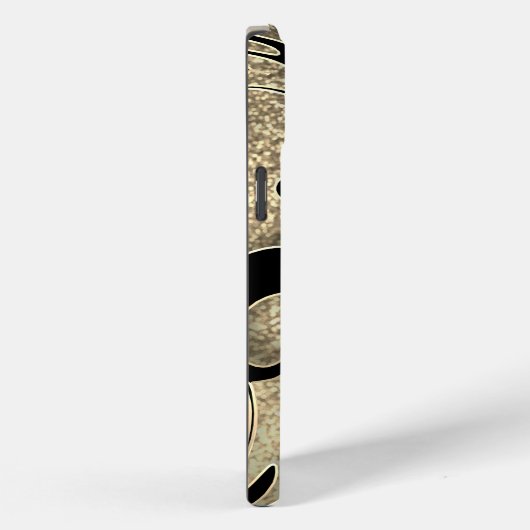 黒と金ゴールドとプリント渦巻形の Case-Mate iPhoneケース (裏面 / 右)