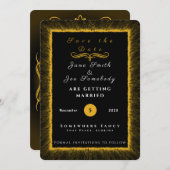 黒と金ゴールドとモノグラム セーブザデート (正面/裏面)