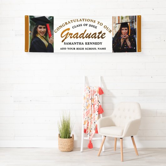 黒と金ゴールドのおめでとうグラード2写真卒業 横断幕 (インサイチュ)