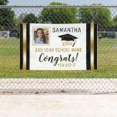 黒と金ゴールドのおめでとう大学院写真卒業 横断幕 (インサイチュ)