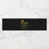 黒と金ゴールドのおめでとう大学院卒業 ペットボトルラベル (シングルラベル)