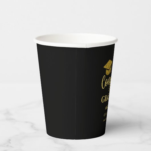 黒と金ゴールドのおめでとう大学院卒業 紙コップ (右)