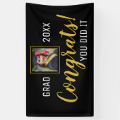 黒と金ゴールドのおめでとう2020年に卒業 横断幕 (縦)