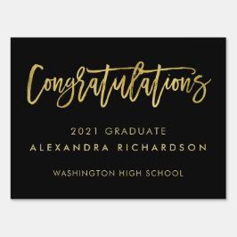 黒と金ゴールドのおめでとう アウトドアサイン