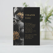 黒と金ゴールドのお祝いの人生の葬儀の写真 サンキューカード (スタンド正面)