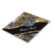 黒と金ゴールドのきらきら光るタイル タイル (側面)