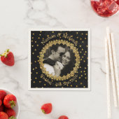 黒と金ゴールドのきらめき スタンダードカクテルナプキン (インサイチュ)