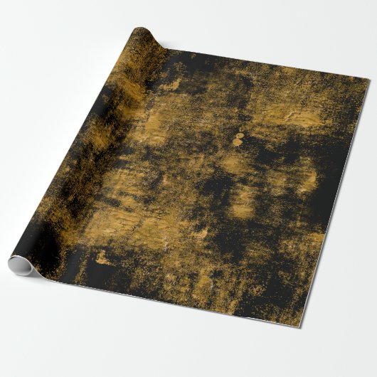黒と金ゴールドのほこり抽象芸術 ラッピングペーパー (アンロールド)