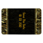 黒と金ゴールドのアニマルプリントゼブラパターン マグネット (横)