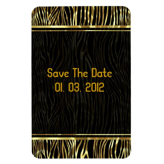 黒と金ゴールドのアニマルプリントゼブラパターン マグネット (縦)