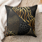 黒と金ゴールドのアニマルプリント(11) クッション (ブランケット)