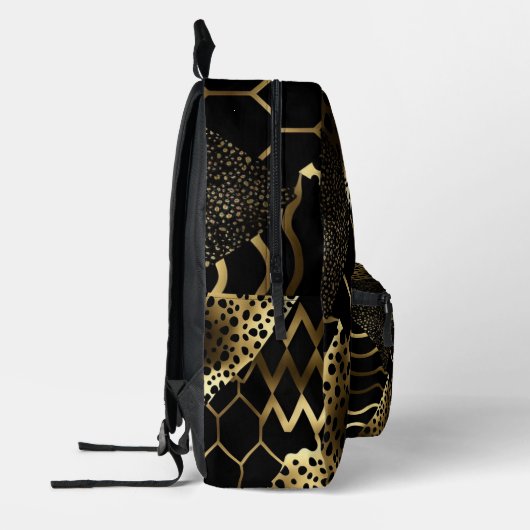 黒と金ゴールドのアニマルプリント(6) プリントバックパック (左)