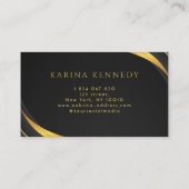 黒と金ゴールドのアフリカ編み紐の写真 名刺 (裏面)