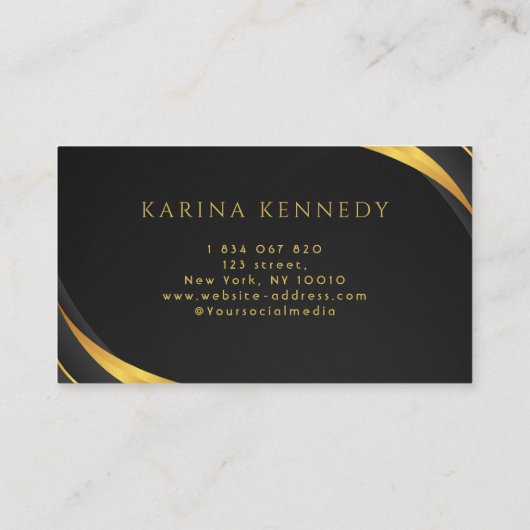 黒と金ゴールドのアフリカ編み紐の写真 名刺 (裏面)