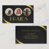 黒と金ゴールドのアフリカ編み紐の写真 名刺 (正面/裏面)