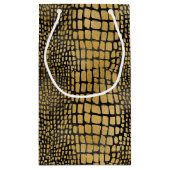 黒と金ゴールドのアリゲーターパターン スモールペーパーバッグ (裏面)