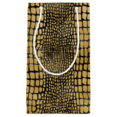 黒と金ゴールドのアリゲーターパターン スモールペーパーバッグ (正面)