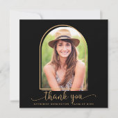 黒と金ゴールドのアーチ写真卒業ありがとう (正面)