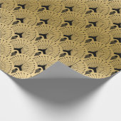 黒と金ゴールドのアートデコパターン ラッピングペーパー (角)
