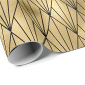 黒と金ゴールドのアールデコパターン ラッピングペーパー (ロールコーナー)