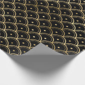 黒と金ゴールドのアールデコパターン ラッピングペーパー (角)