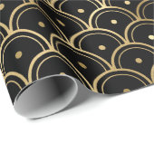 黒と金ゴールドのアールデコパターン ラッピングペーパー (ロールコーナー)