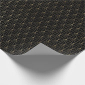 黒と金ゴールドのアールデコパターン ラッピングペーパー (角)