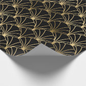 黒と金ゴールドのアールデコパターン ラッピングペーパー (角)