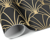 黒と金ゴールドのアールデコパターン ラッピングペーパー (ロールコーナー)