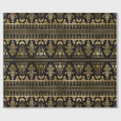 黒と金ゴールドのアールデコパターン ラッピングペーパー (フラット)