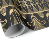 黒と金ゴールドのアールデコパターン ラッピングペーパー (ロールコーナー)