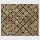 黒と金ゴールドのアールデコパターン ラッピングペーパー (フラット)