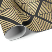 黒と金ゴールドのアールデコパターン ラッピングペーパー (ロールコーナー)