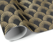 黒と金ゴールドのアールデコパターン ラッピングペーパー (ロールコーナー)
