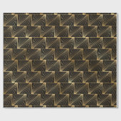 黒と金ゴールドのアールデコパターン ラッピングペーパー (フラット)