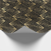 黒と金ゴールドのアールデコパターン ラッピングペーパー (角)