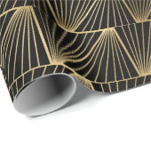 黒と金ゴールドのアールデコパターン ラッピングペーパー (ロールコーナー)