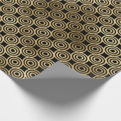 黒と金ゴールドのアールデコパターン ラッピングペーパー (角)