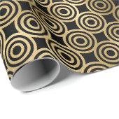 黒と金ゴールドのアールデコパターン ラッピングペーパー (ロールコーナー)