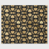 黒と金ゴールドのアールデコパターン ラッピングペーパー (フラット)